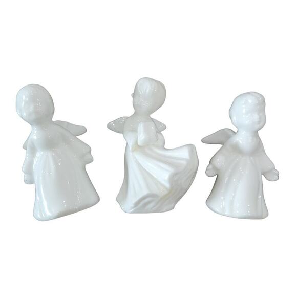 Vintage 1981 George Good Taiwan‎ Porcelain Angels Set of 3 White - Picture 1 of 6